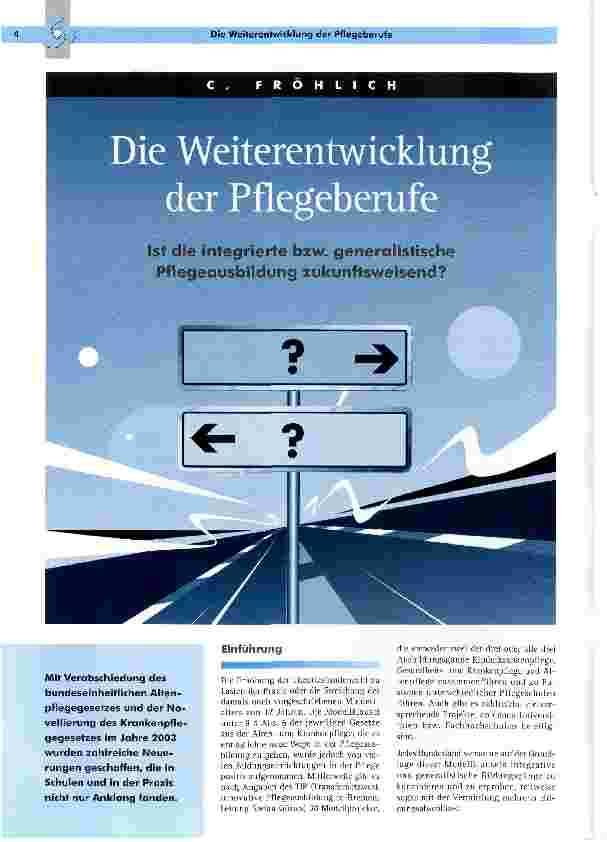 Vorschauseite 1: Die Weiterentwicklung der Pflegeberufe