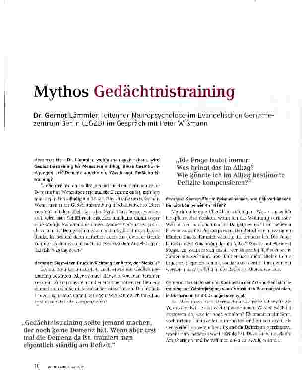 Vorschauseite 1: Mythos Gedächtnistraining
