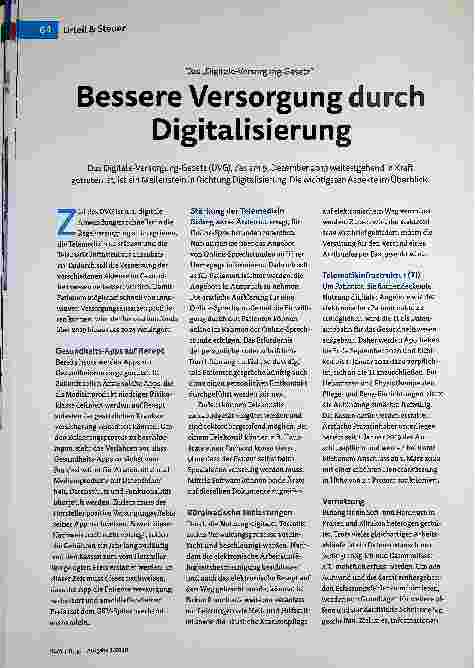 Vorschauseite 1: Das „Digitale-Versorgung-Gesetz" - Bessere Versorgung durch Digitalisierung