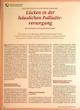 Vorschauseite 1: Lücken in der häuslichen Palliativversorgung, wo momentan noch starke Defizite liegen.