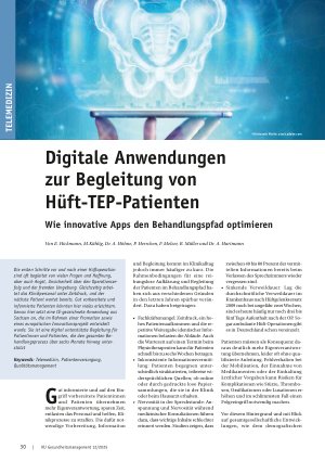 Vorschauseite 1: Digitale Anwendungen zur Begleitung von Hüft-TEP-Patienten Wie innovative Apps den Behandlungspfad optimieren