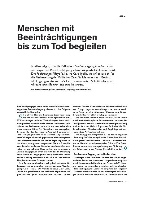 Vorschauseite 1: Menschen mit Beeinträchtigungen bis zum Tod begleiten