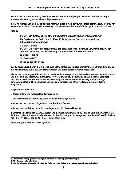 Vorschauseite 2: BGT informiert: Stellungnahme des BGT e.V. zur Reform des Gesetzes über die Vergütung von Vormündern und Betreuern (VBVG).