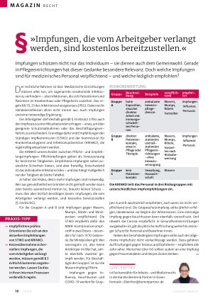 Vorschauseite 1: »Impfungen, die vom Arbeitgeber verlangt werden, sind kostenlos bereitzustellen. «