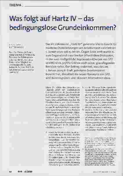 Vorschauseite 1: Was folgt auf Hartz IV - das bedingungslose Grundeinkommen?