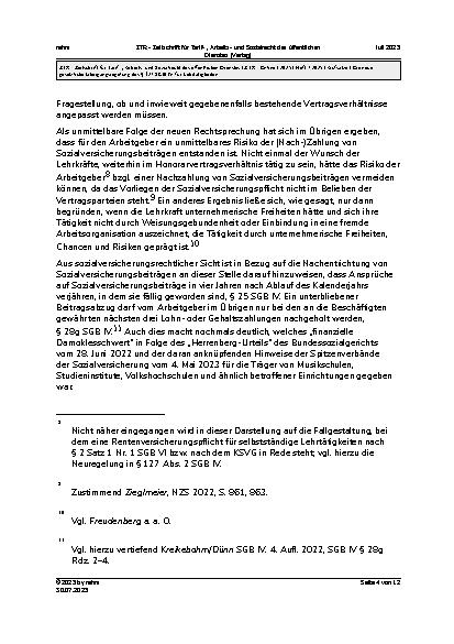 Vorschauseite 4: Die neue gesetzliche Übergangsregelung des § 127 SGB IV für Lehrtätigkeiten2