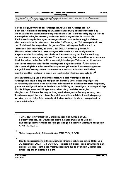 Vorschauseite 5: Die neue gesetzliche Übergangsregelung des § 127 SGB IV für Lehrtätigkeiten2
