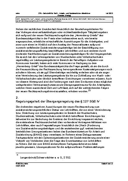 Vorschauseite 6: Die neue gesetzliche Übergangsregelung des § 127 SGB IV für Lehrtätigkeiten2