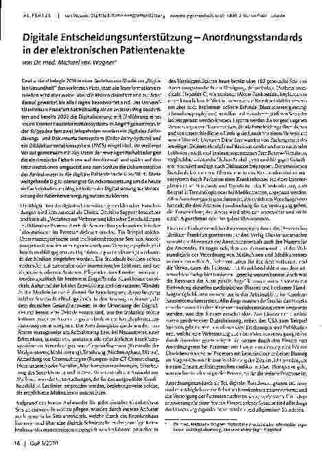Vorschauseite 1: Digitale Entscheidungsunterstützung - Anordnungsstandards in der elektronischen Patientenakte