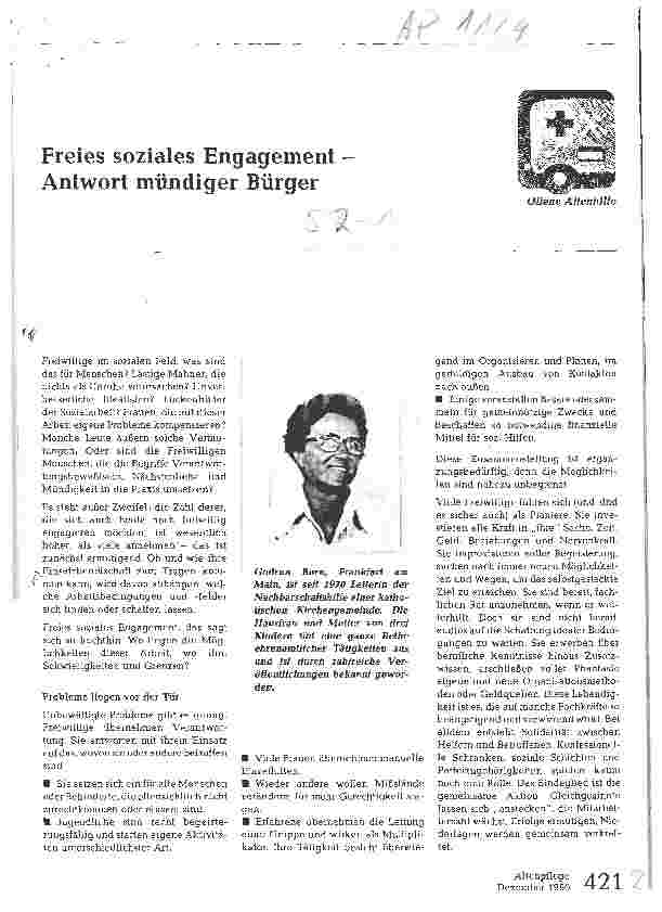 Vorschauseite 1: Freies soziales Engagement - Antwort mündiger Bürger