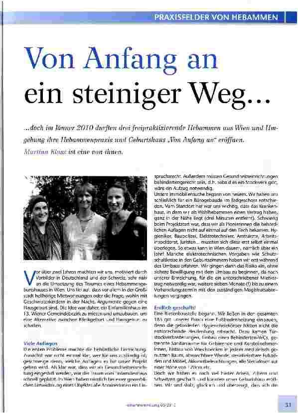 Vorschauseite 1: Von Anfang an ein steiniger Weg