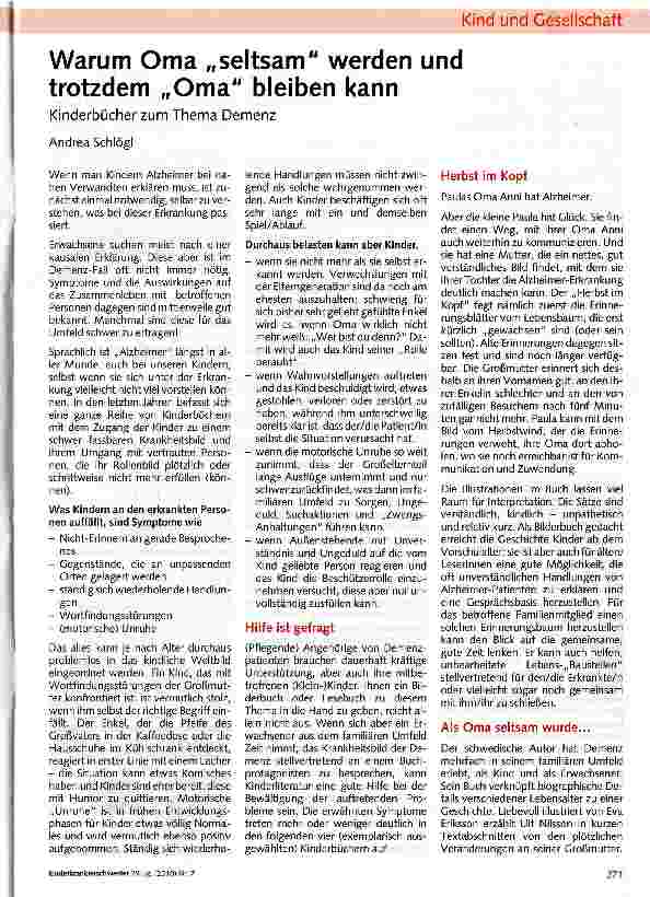 Vorschauseite 1: Warum Oma „seltsam werden und trotzdem „Oma bleiben kann