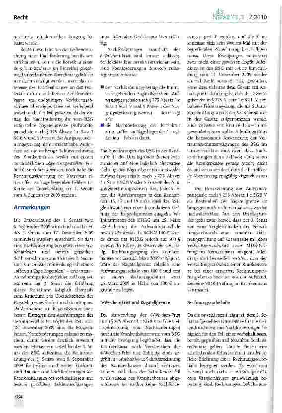 Vorschauseite 2: Nachforderungen von Krankenhäusern gegenüber Krankenkassen
