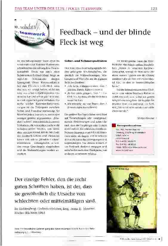 Vorschauseite 1: Feedback - und der blinde Fleck ist weg