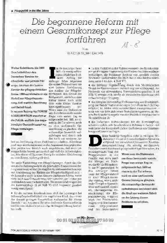 Vorschauseite 1: Die begonnene Reform mit einem Gesamtkonzept zur Pflege fortführen