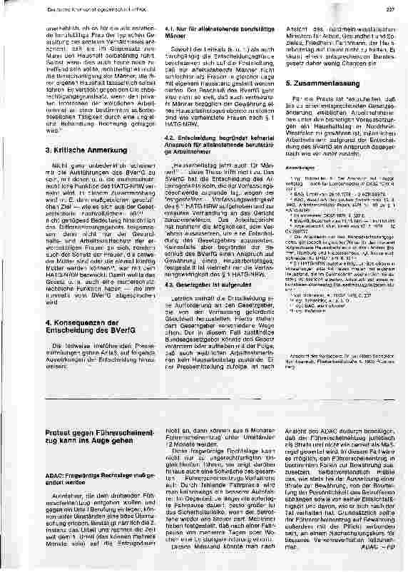 Vorschauseite 2: Gewährung eines Hausarbeitstages - nunmehr auch für berufstätige Männer?