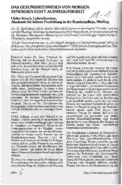 Vorschauseite 1: Das Gesundheitswesen von morgen: Synergien statt Ausweglosigkeit