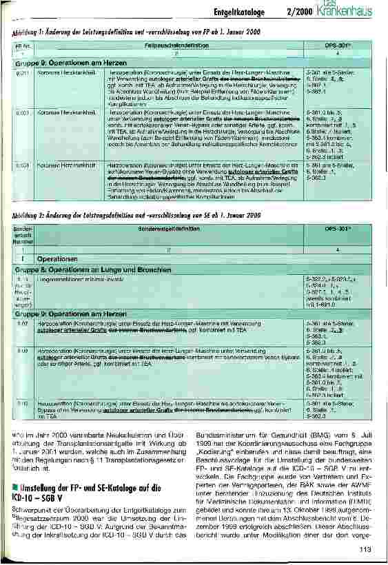 Vorschauseite 3: Entgeltkataloge 2000/ICD-10 - SGB V