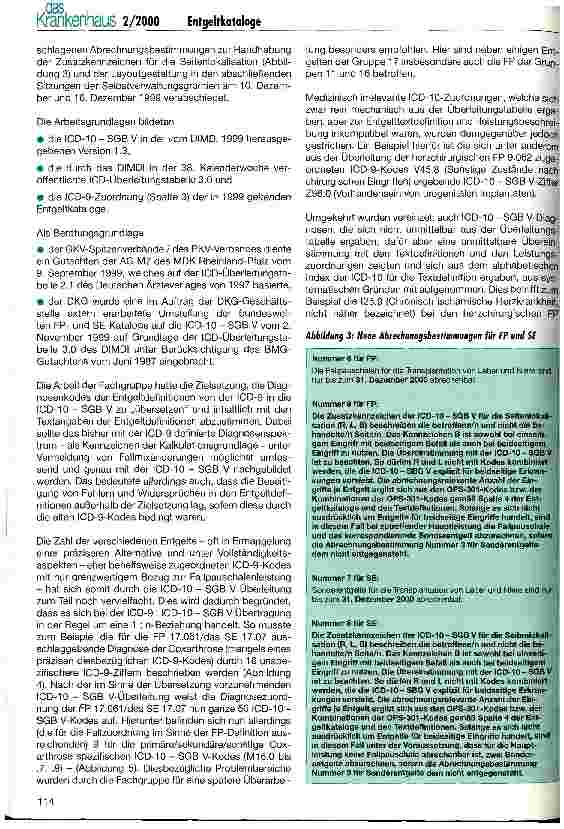Vorschauseite 4: Entgeltkataloge 2000/ICD-10 - SGB V