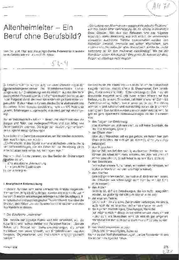 Vorschauseite 1: Altenheimleiter - Ein Beruf ohne Berufsbild