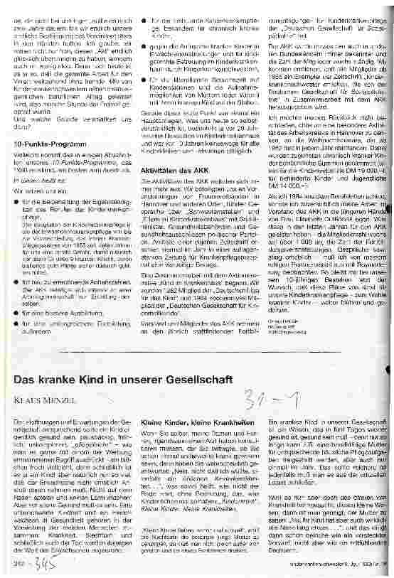 Vorschauseite 1: Das kranke Kind in unserer Gesellschaft