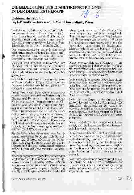 Vorschauseite 1: Die Bedeutung der Diabetikerschulung in der Diabetestherapie