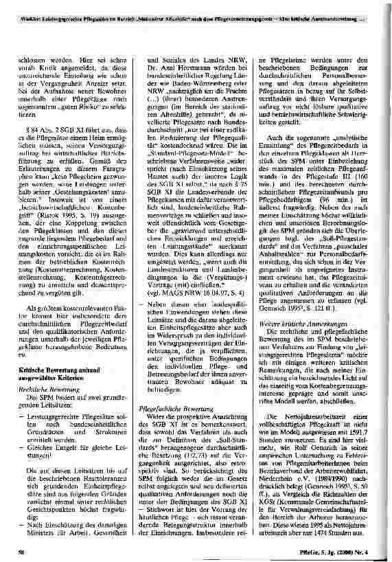Vorschauseite 4: Leistungsgerechte Pflegesätze im Bereich Stationärer Altenhilfe nach dem Pflegeversicherungsgesetz Eine kritische Auseinandersetzung mit dem Standart-Pflegesatz-Modell