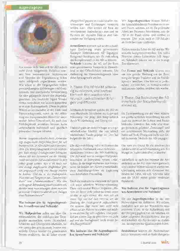 Vorschauseite 3: Gedanken zur Gegenwart und Zukunft der Augendiagnose im Rahmen der naturheilkundlichen Diagnostik