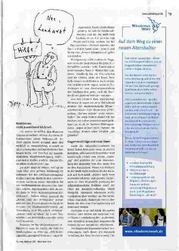 Vorschauseite 2: Landarztquote und billige Arzneimittel