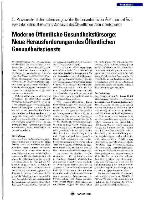 Vorschauseite 1: Moderne Öffentliche Gesundheitsfürsorge: Neue Herausforderungen des Öffentlichen Gesundheitsdiensts