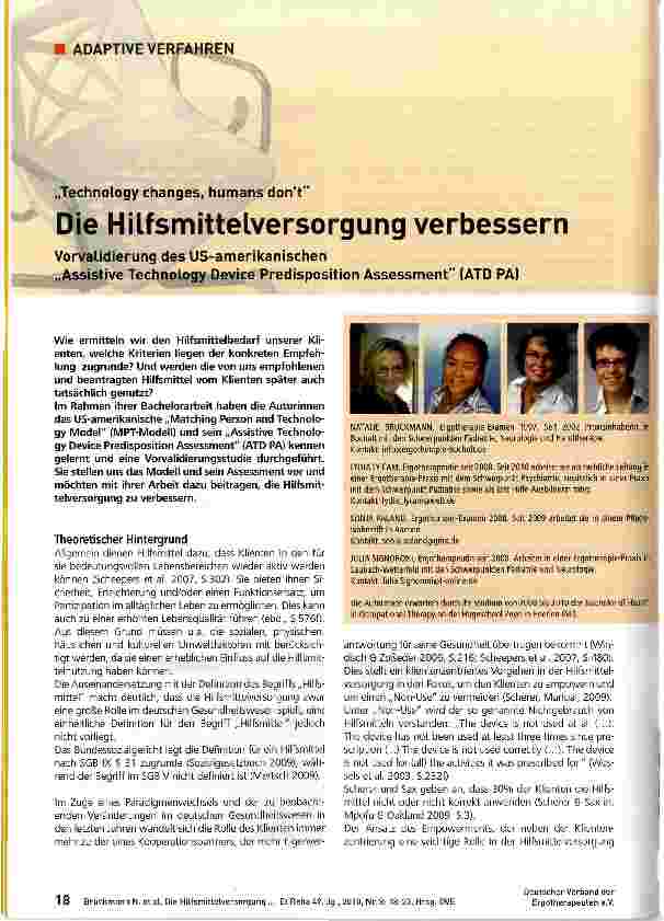 Vorschauseite 1: Die Hilfsmittelversorgung verbessern