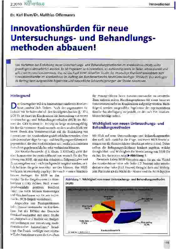Vorschauseite 1: Innovationshürden für neue Untersuchungsund Behandlungsmethoden abbauen!