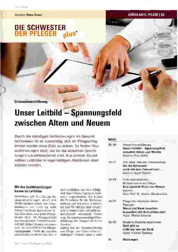 Vorschauseite 1: Unser Leitbild - Spannungsfeld zwischen Altem und Neuem