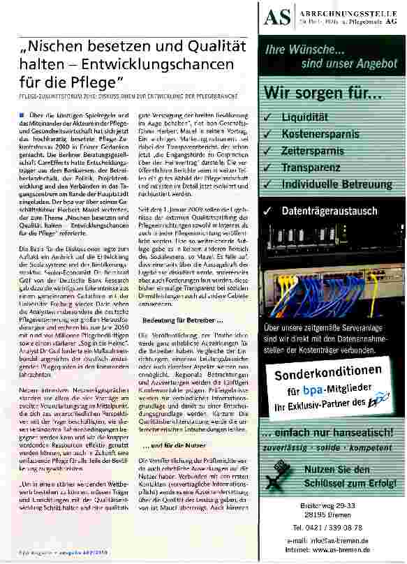 Vorschauseite 1: Nischen besetzen und Qualität halten - Entwicklungschancen für die Pflege