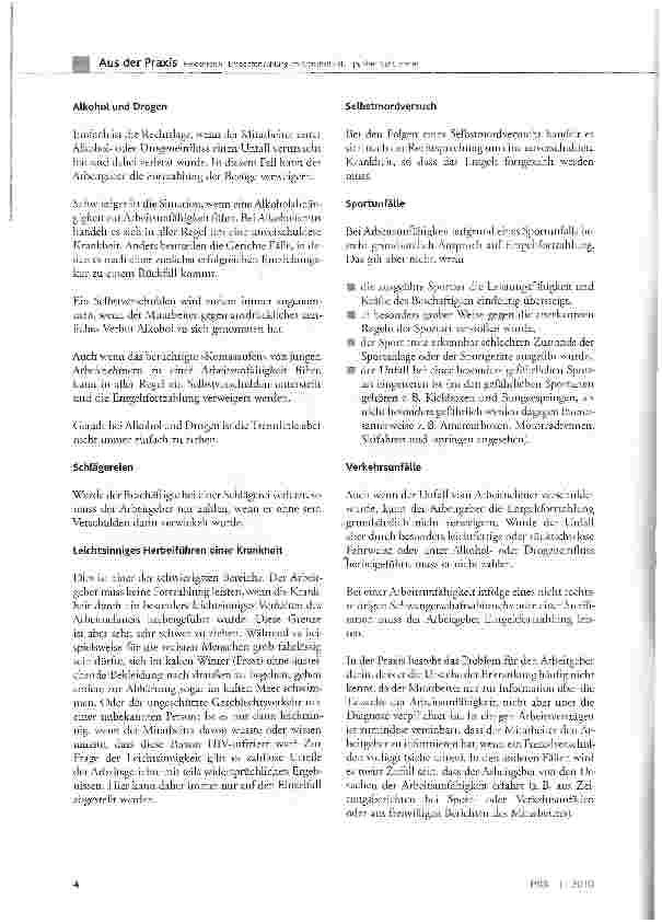 Vorschauseite 2: Entgeltfortzahlung im Krankheitsfall ja, aber nicht immer