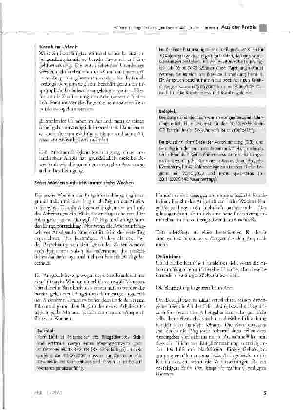Vorschauseite 3: Entgeltfortzahlung im Krankheitsfall ja, aber nicht immer