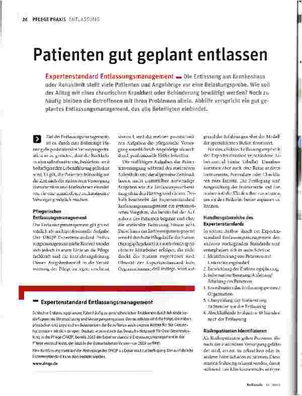Vorschauseite 1: Patienten gut geplant entlassen