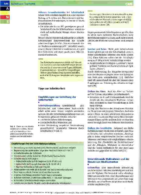 Vorschauseite 5: Berufliche Belastungen in der Anästhesiologie Belastungen und gesundheitliche Störungen durch Schichtarbeit