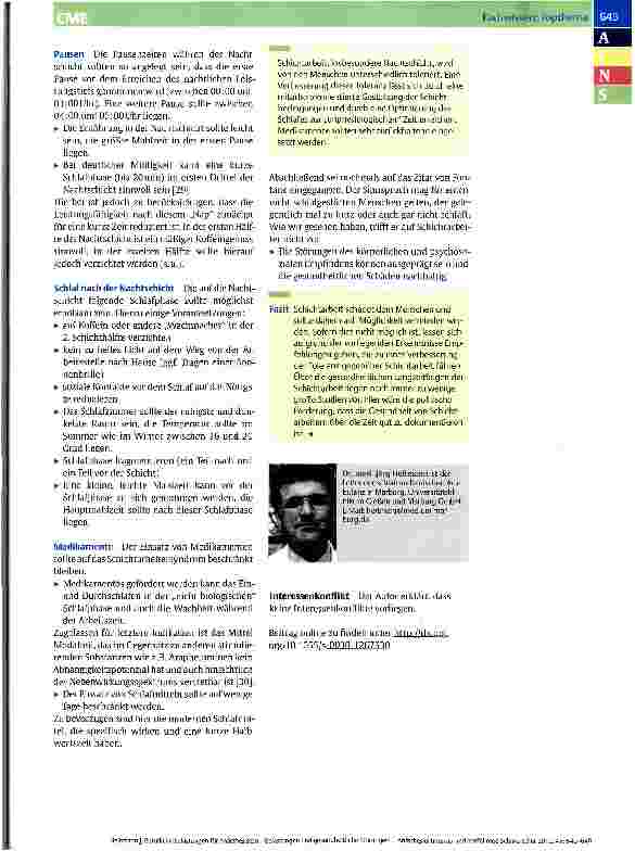 Vorschauseite 6: Berufliche Belastungen in der Anästhesiologie Belastungen und gesundheitliche Störungen durch Schichtarbeit