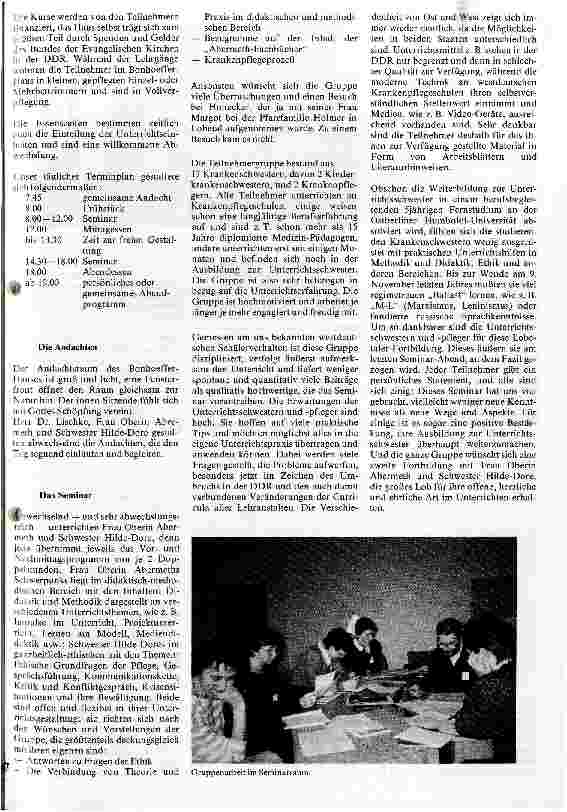 Vorschauseite 2: Eine deutsch-deutsche Unterrichtsschwestern-Fortbildung im Zeichen der großen Wende in der DDR