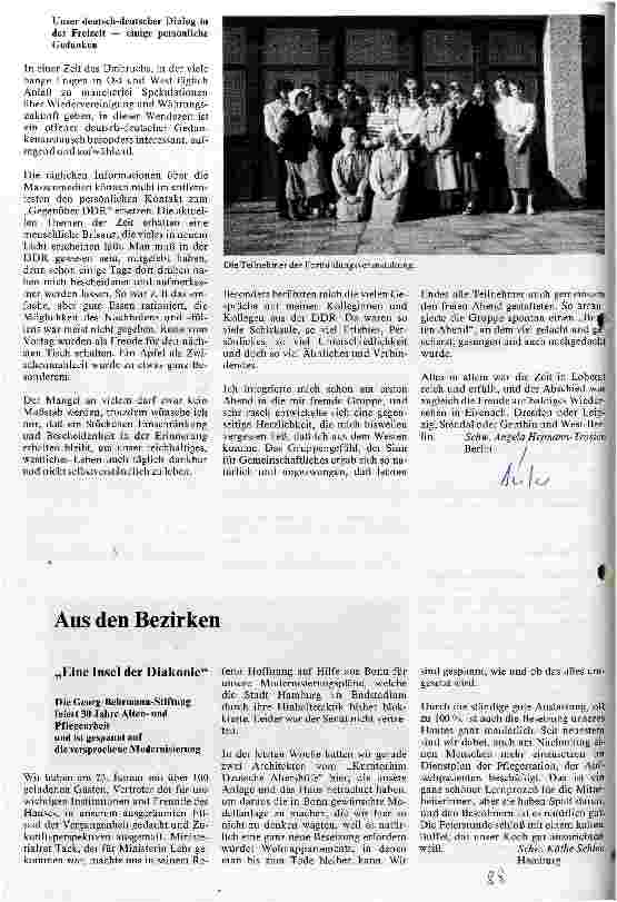 Vorschauseite 3: Eine deutsch-deutsche Unterrichtsschwestern-Fortbildung im Zeichen der großen Wende in der DDR