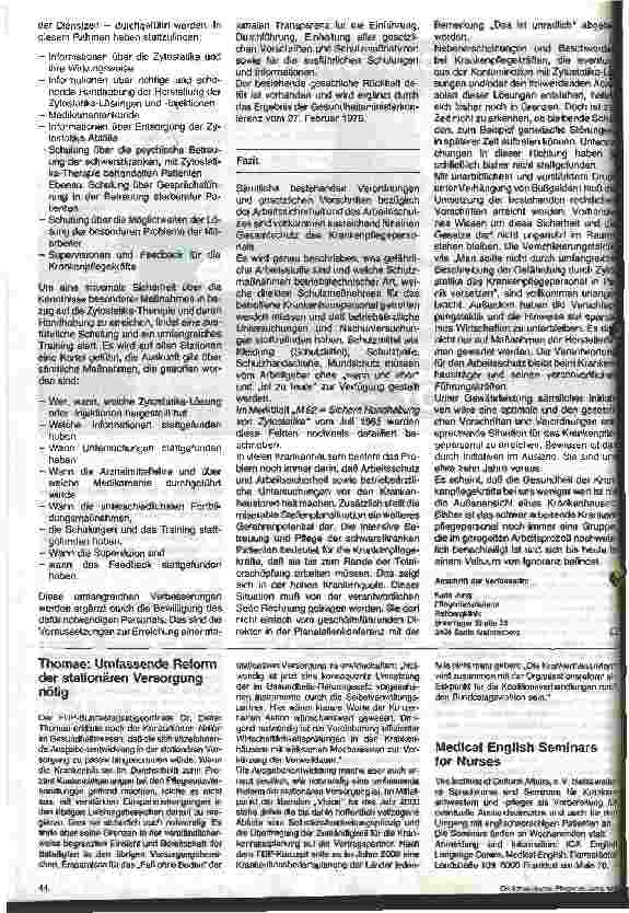 Vorschauseite 6: Sicherer Umgang mit Zytostatika 2. Teil: Praktische Umsetzung