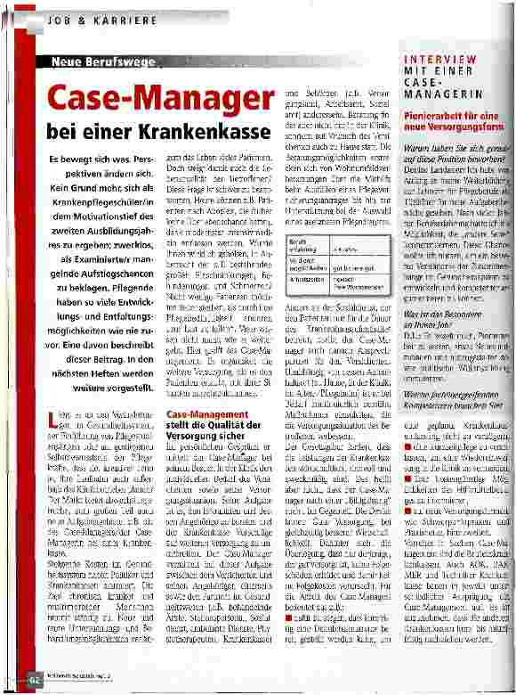 Vorschauseite 1: Case-Manager bei einer Krankenkasse Neue Berufswege