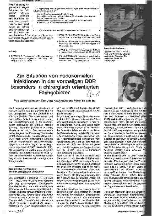 Vorschauseite 2: Probleme und Grenzen der Prophylaxe nosokomialer Infektionen in der klinischen Praxis