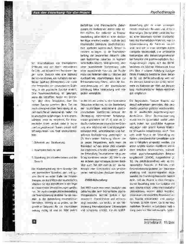 Vorschauseite 3: EMDR - eine neue psychotherapeutische Behandlungsmethode für Patienten mit Posttraumatischer Belastungsstörung