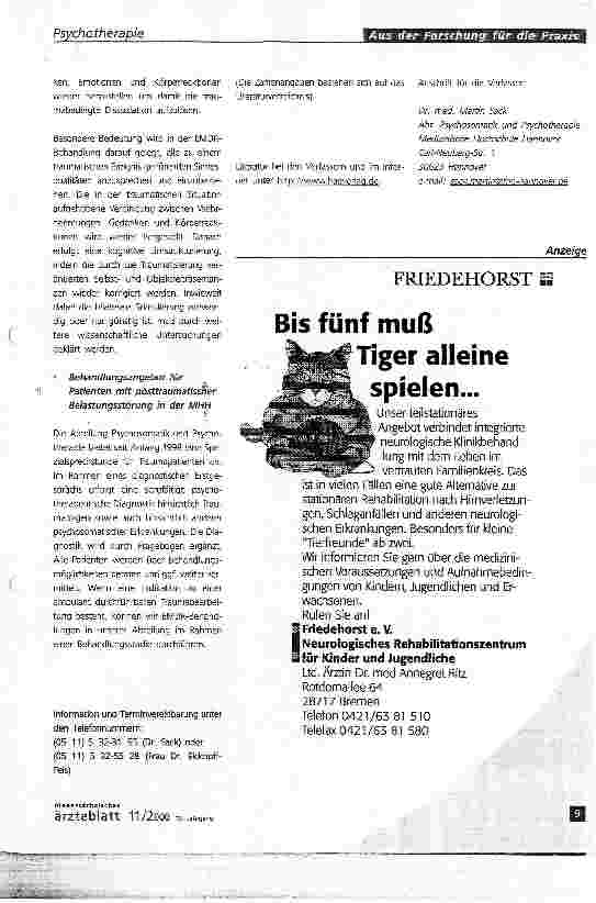 Vorschauseite 4: EMDR - eine neue psychotherapeutische Behandlungsmethode für Patienten mit Posttraumatischer Belastungsstörung