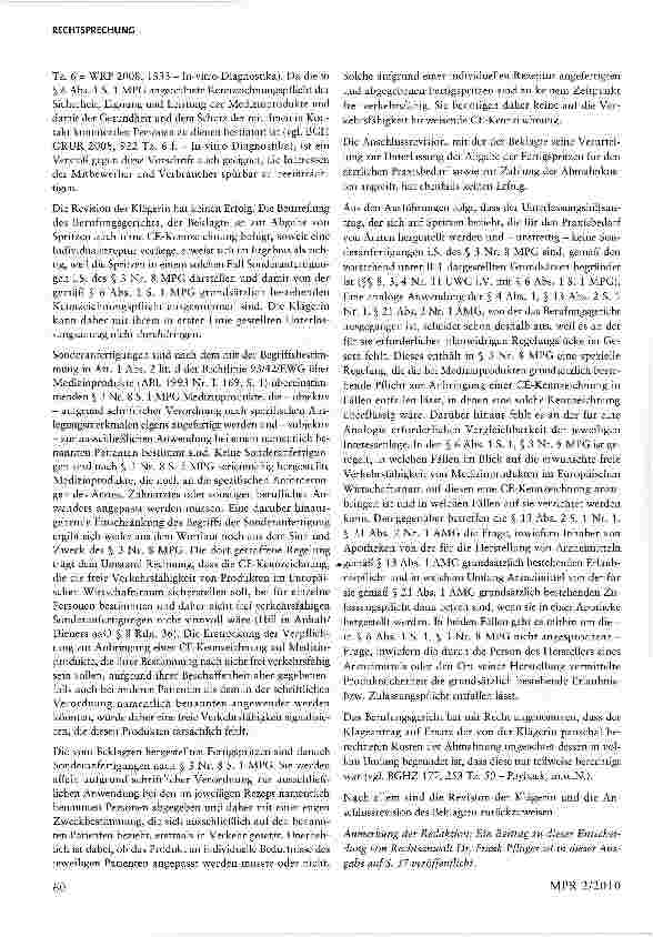 Vorschauseite 3: Hyaluronsäure-Natrium-Fertigspritzen sind Medizinprodukte i.S. des § 3 Nr. 1 lit. a MPG