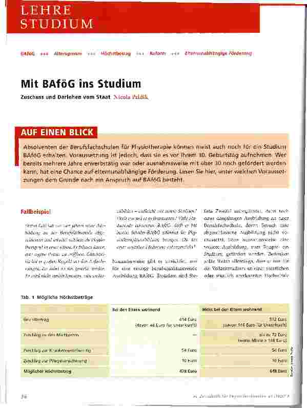 Vorschauseite 1: Mit BAföG ins Studium