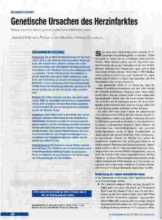 Vorschauseite 1: Genetische Ursachen des Herzinfarktes