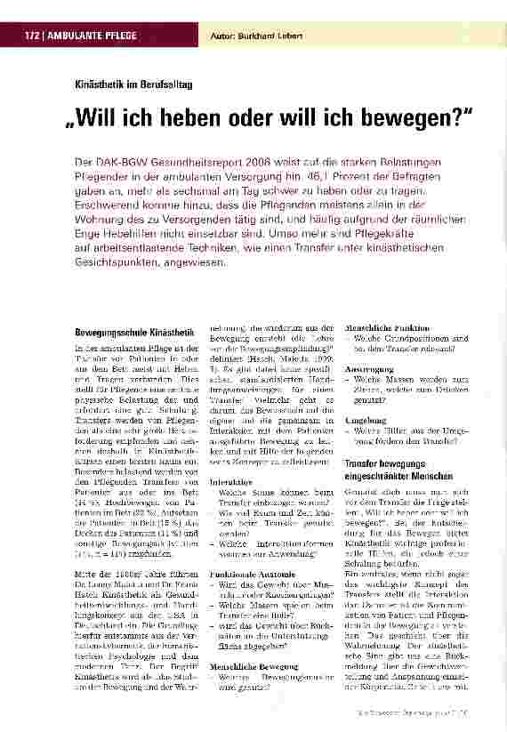Vorschauseite 1: Will ich heben oder will ich bewegen?